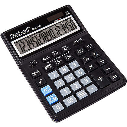 Калькулятор настольный Rebell "RE-BDC716T BX", 16-разрядный, черный