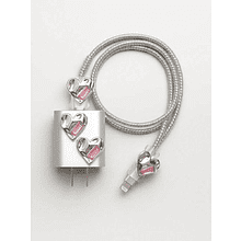 Набор защитный для зарядного устройства "Жидкое сердце", 5 предметов, серебро