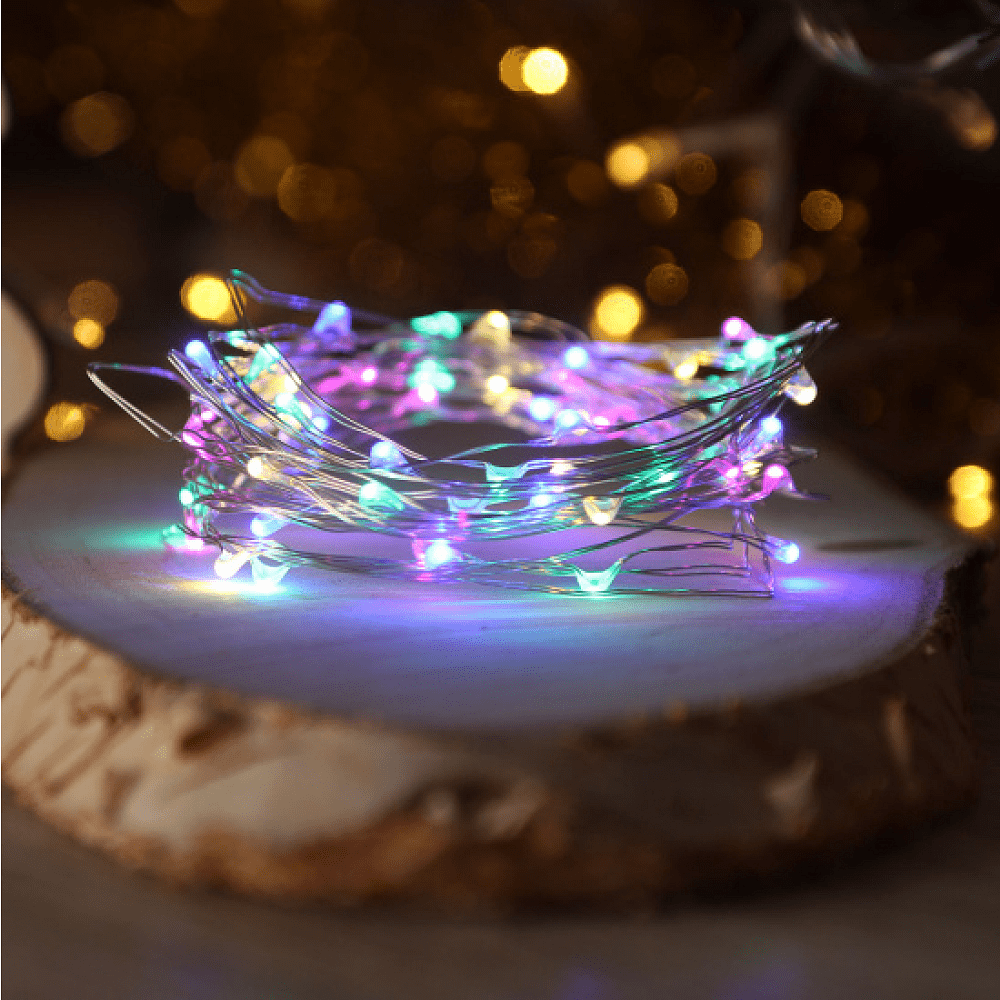 Гирлянда электрическая LED "Нить" с насадками "Роса", 5 м, мультиколор - 2