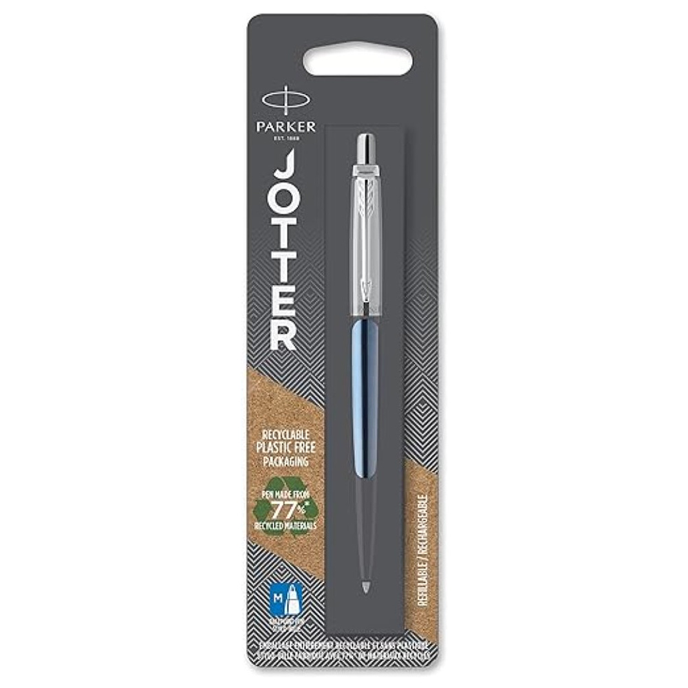 Ручка шариковая автоматическая "Jotter Core K63 Waterloo Blue CT", 1,0 мм, сине-голубой, серебристый, стерж. синий