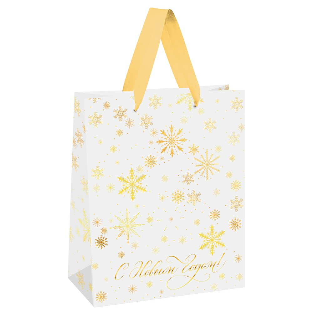 Пакет подарочный "Gold snowflake", ламинированный