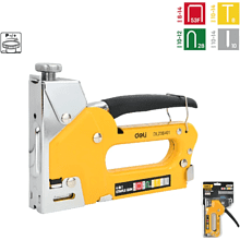 Степлер скобозабивной Deli EDL238401, 4-в-1 + скоба, желтый