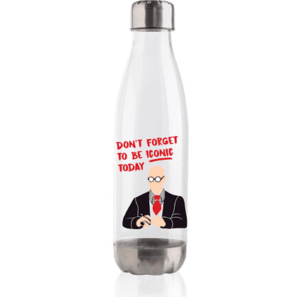 Бутылка для воды "Don't forget to be iconic today", 500 мл, пластик, нержавеющая сталь, белый, серебристый