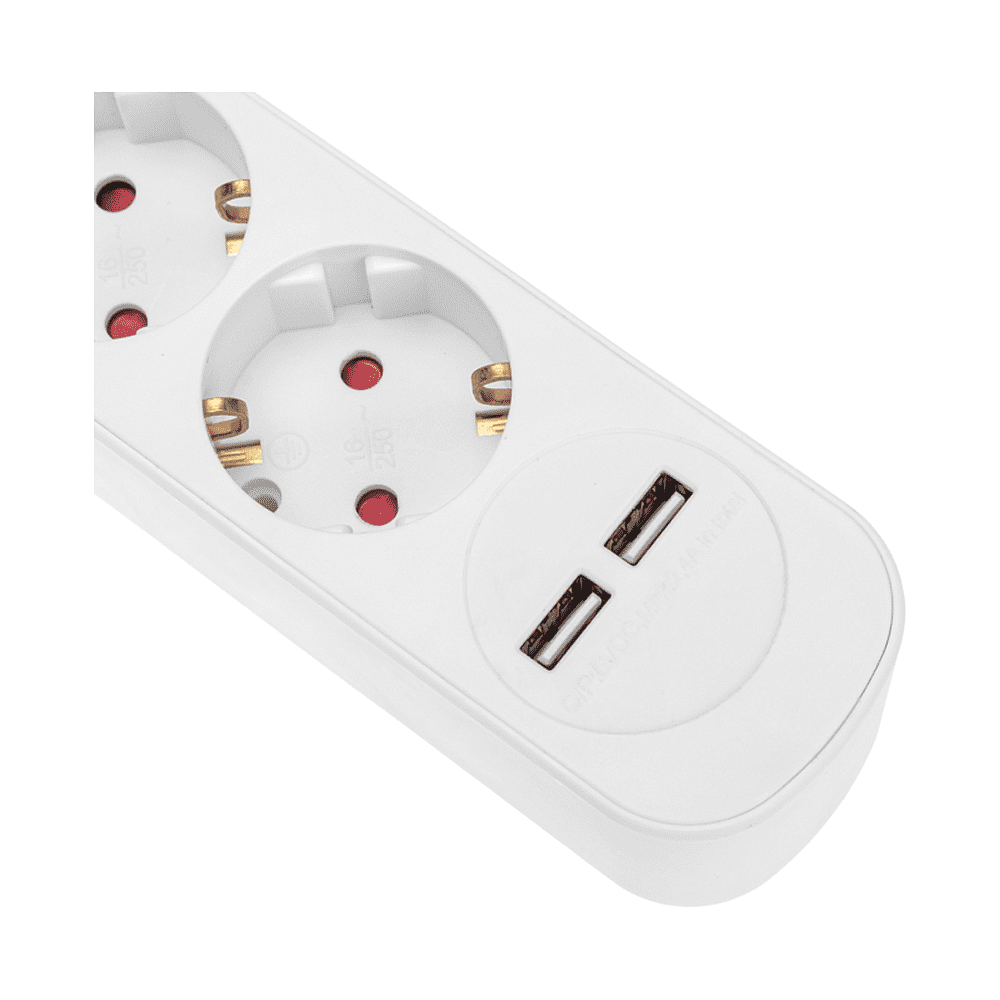 Удлинитель "Standard", 5 розеток, 2 USB, 16А, 3 м, белый - 3