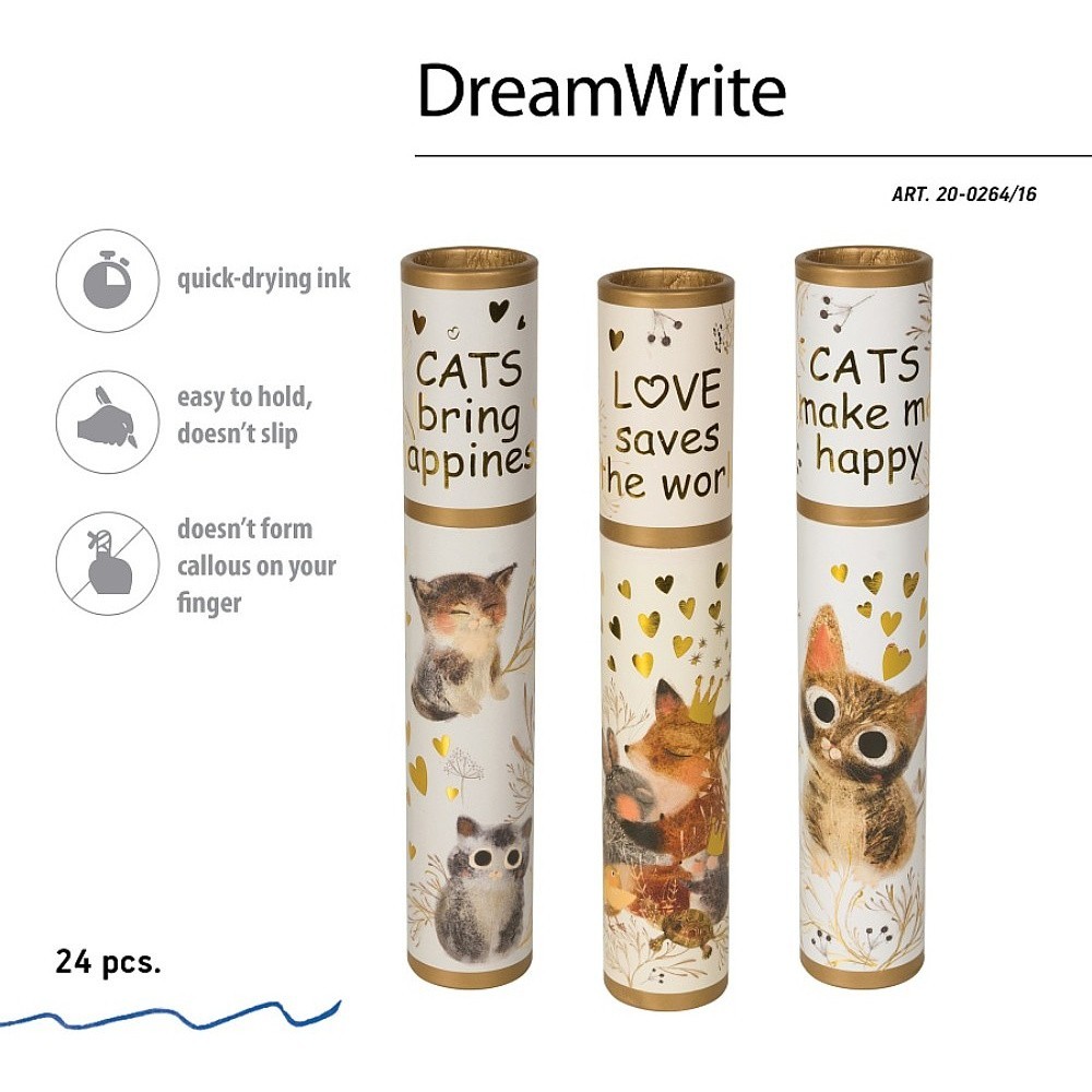 Ручка шариковая "Мечтать и писать. Просто любовь. Сказочный день", 0,7 мм. пластик, стерж. синий, ассорти - 3