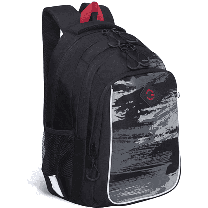 Рюкзак школьный "Greezly" с карманом для ноутбука, черный, серый