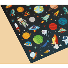 Наклейка бумажная "Космическое путешествие", 1 лист, 11x16 см