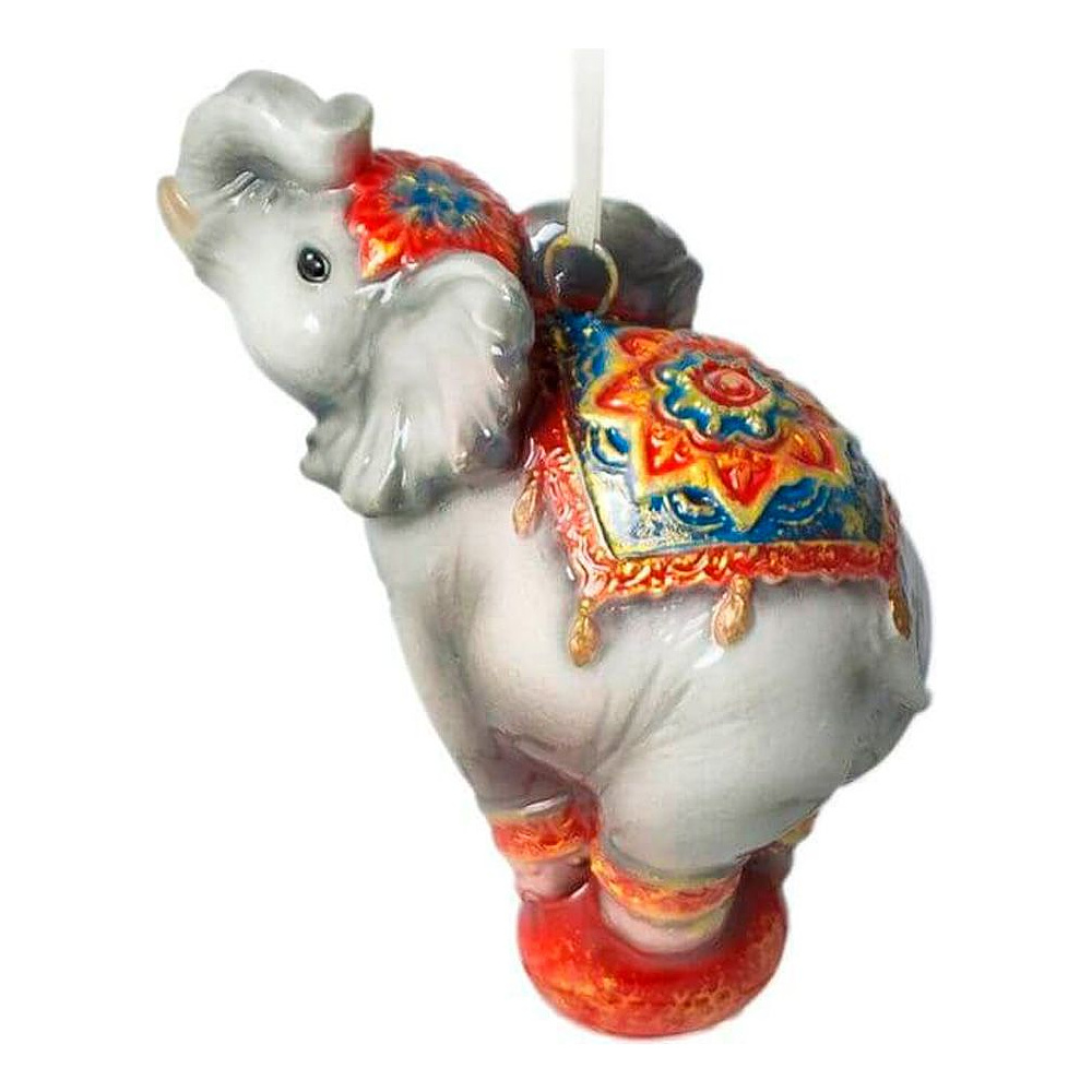 Украшение елочное "Цирковой слон", серый, красный - 3