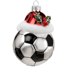 Украшение елочное "Футбольный мяч", 9 см, стекло, разноцветный