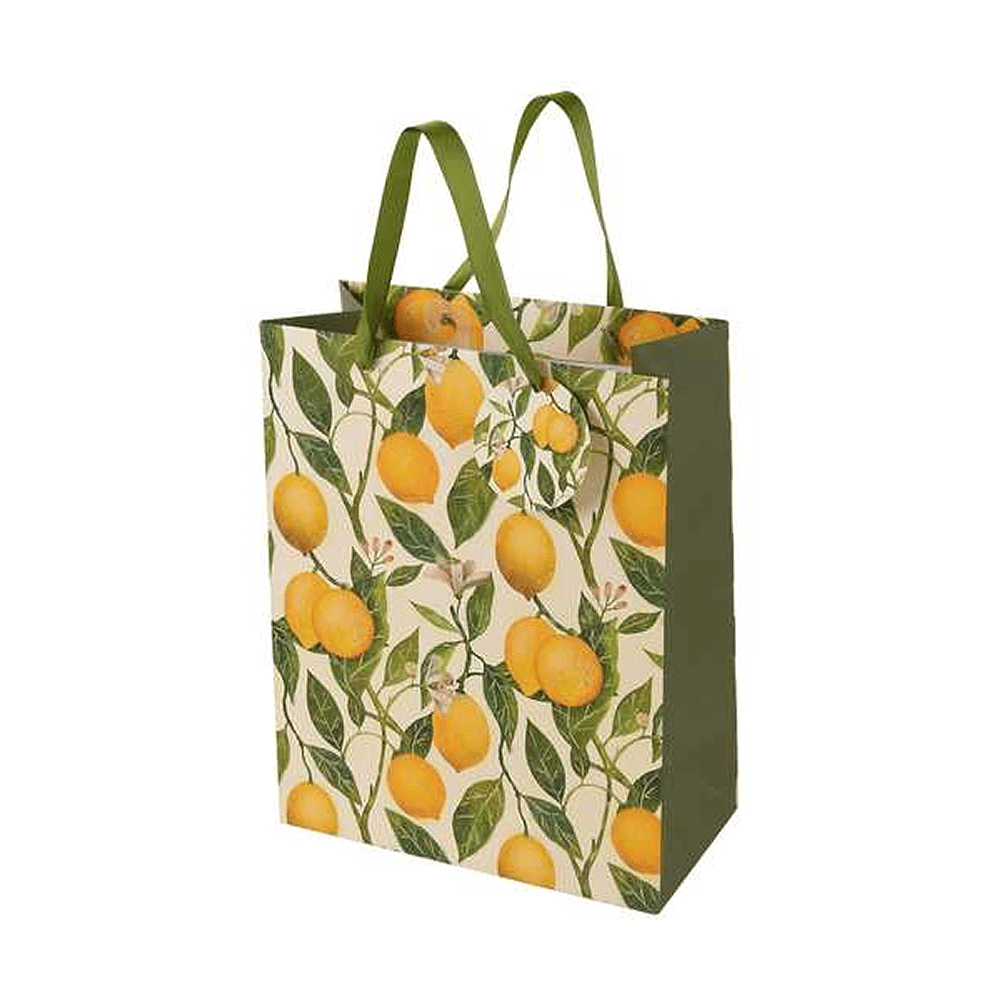 Пакет бумажный подарочный "Flora. Лимоны", 26x32,4x13 см, желтый