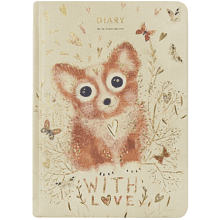 Ежедневник недатированный "Love me. Щеночек", А5, 240 страниц, молочный