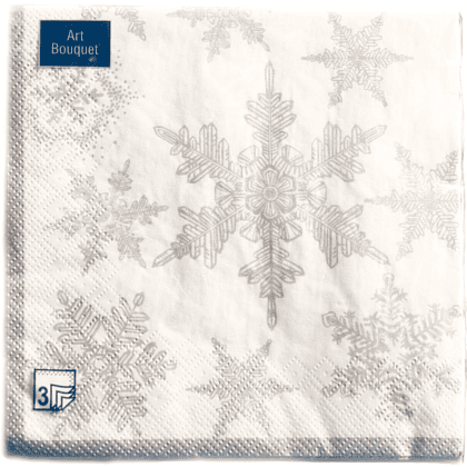 Салфетки бумажные "Art Bouquet Снегопад серебро", 20 шт, 33x33 см, серебряный