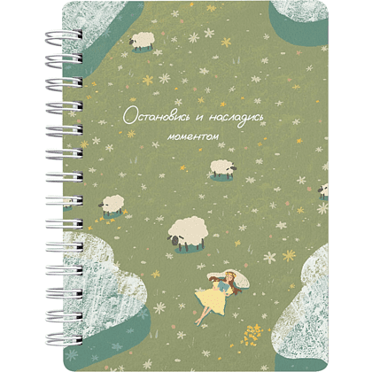 Блокнот "Dreamer. Овечки", А6, 80 листов, в клетку, зеленый