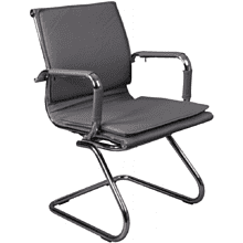 Кресло на полозьях "Бюрократ Ch-993-Low-V", экокожа, серый, металл хром