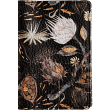 Обложка для паспорта "Flora. Ночные цветы", кожзам., черный