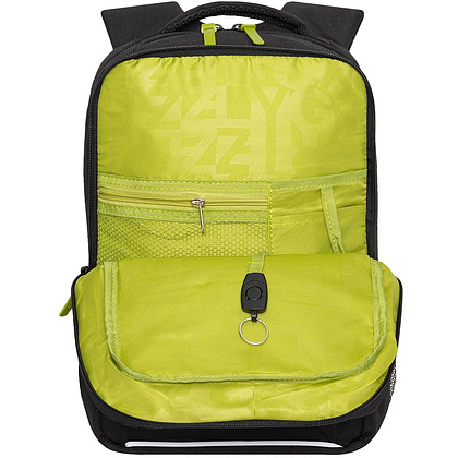 Рюкзак школьный "Greezly" с карманом для ноутбука, черный, салатовый - 3
