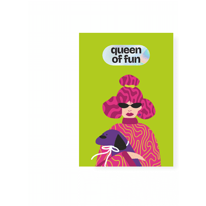 Открытка-стикерпак "Queen of fun", 3D, 105х75 мм