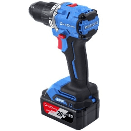 Дрель-шуруповерт "DongCheng" аккумуляторная, ударная бесщеточная 20В, 500Вт, 60Нм, аккум. 2.0Ач*2, з/у 2А, тип AM - 2