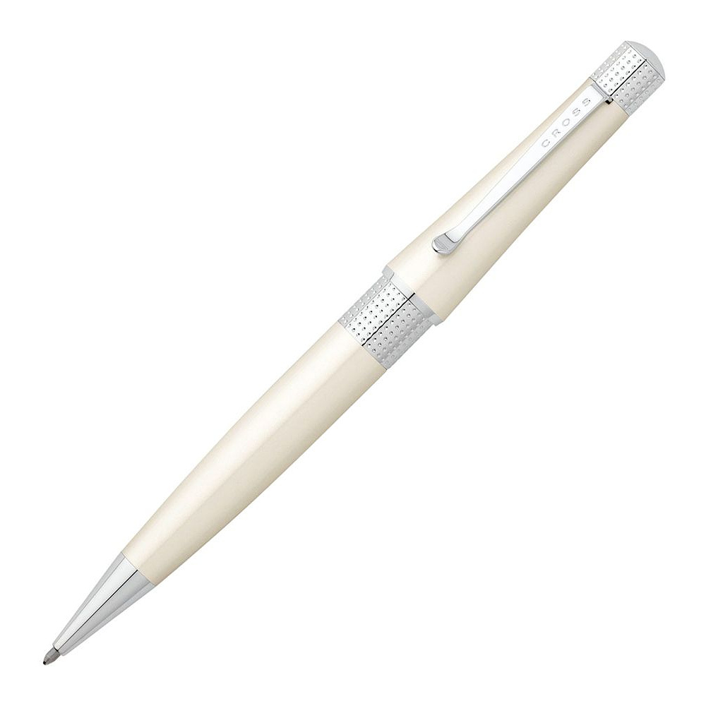 Ручка шариковая автоматическая "Cross Beverley", 0.7 мм, белый, серебристый, стерж. черный