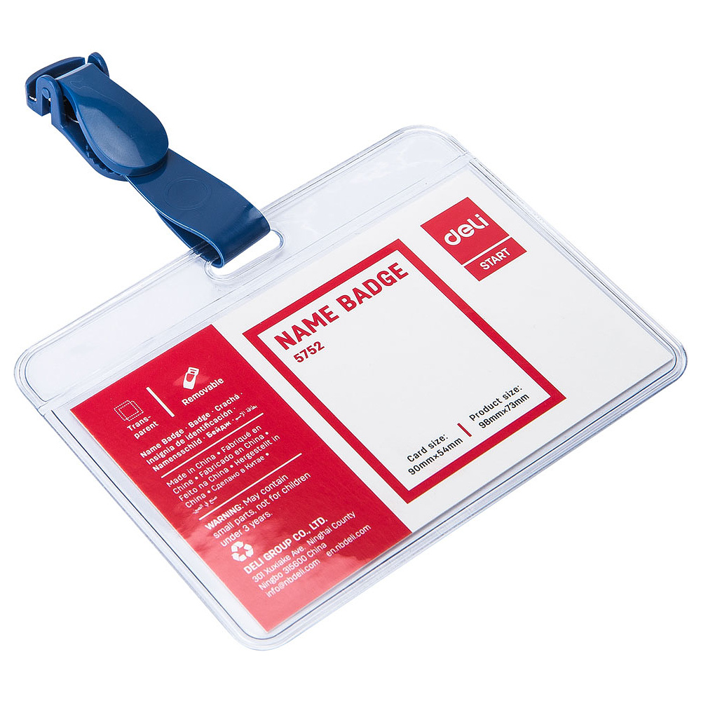 Бейдж на ремешке с клипсой "Deli", 90х54 мм, прозрачный - 2