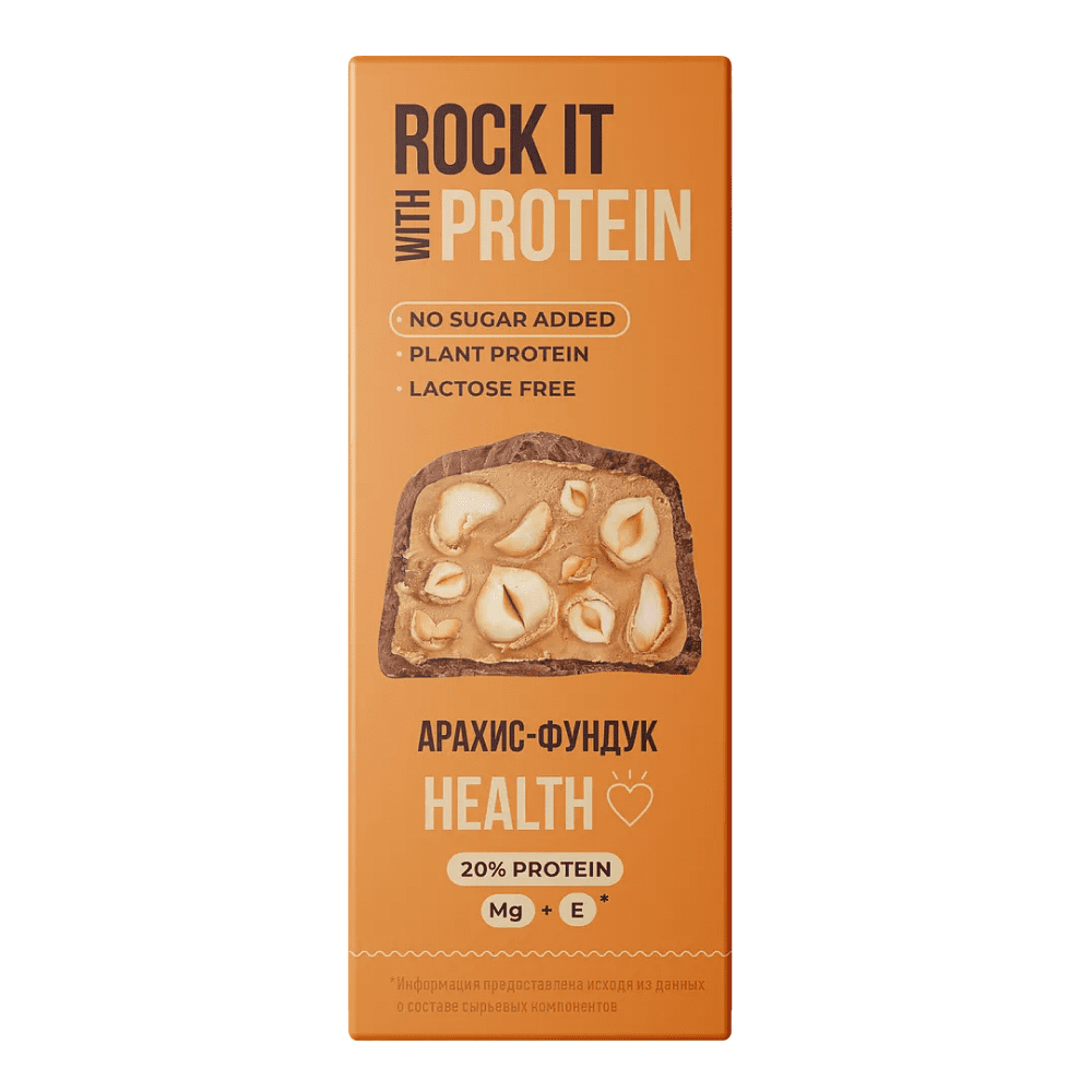 Батончик протеиновый "Rock it with", арахис и фундук, 40 гр