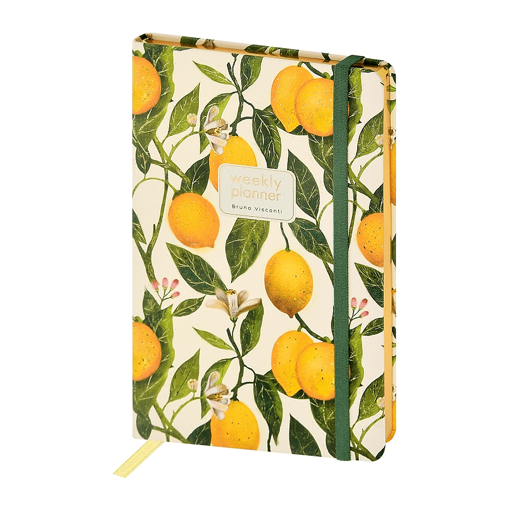 Еженедельник недатированный "Flora. Paradise. Lemons", А5, 144 страниц, линованный, белый, желтый