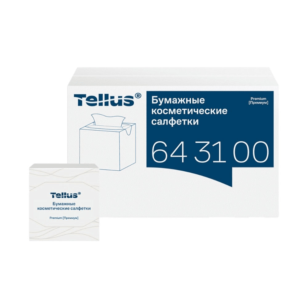 Салфетки косметические Tellus Премиум, 90шт/уп, в кубе