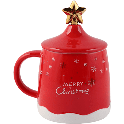 Кружка керамическая "Волшебный вечер", 400 мл, с крышкой и ложкой, ассорти - 3