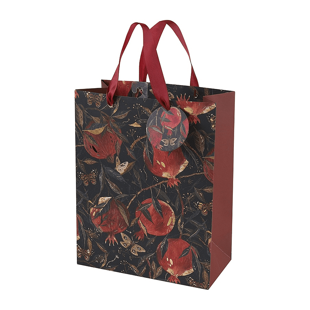 Пакет бумажный подарочный "Flora. Гранат", 26x32,4x13 см, бордовый