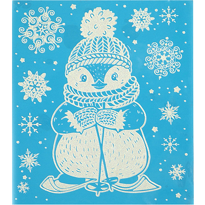 Наклейка декоративная на стекло "Снежный пингвин"