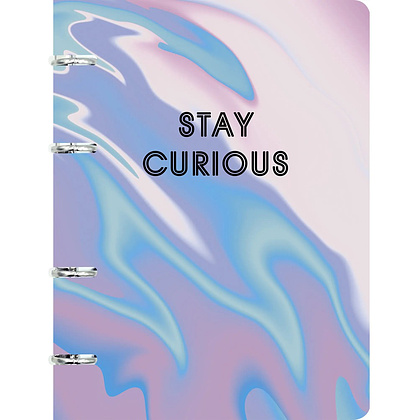 Тетрадь "Stay Curious", А5, 120 листов, клетка, на кольцах, сиреневый