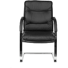 Кресло на полозьях "Бюрократ T-9927SL-LOW-V", натуральная кожа, черный, металл хром