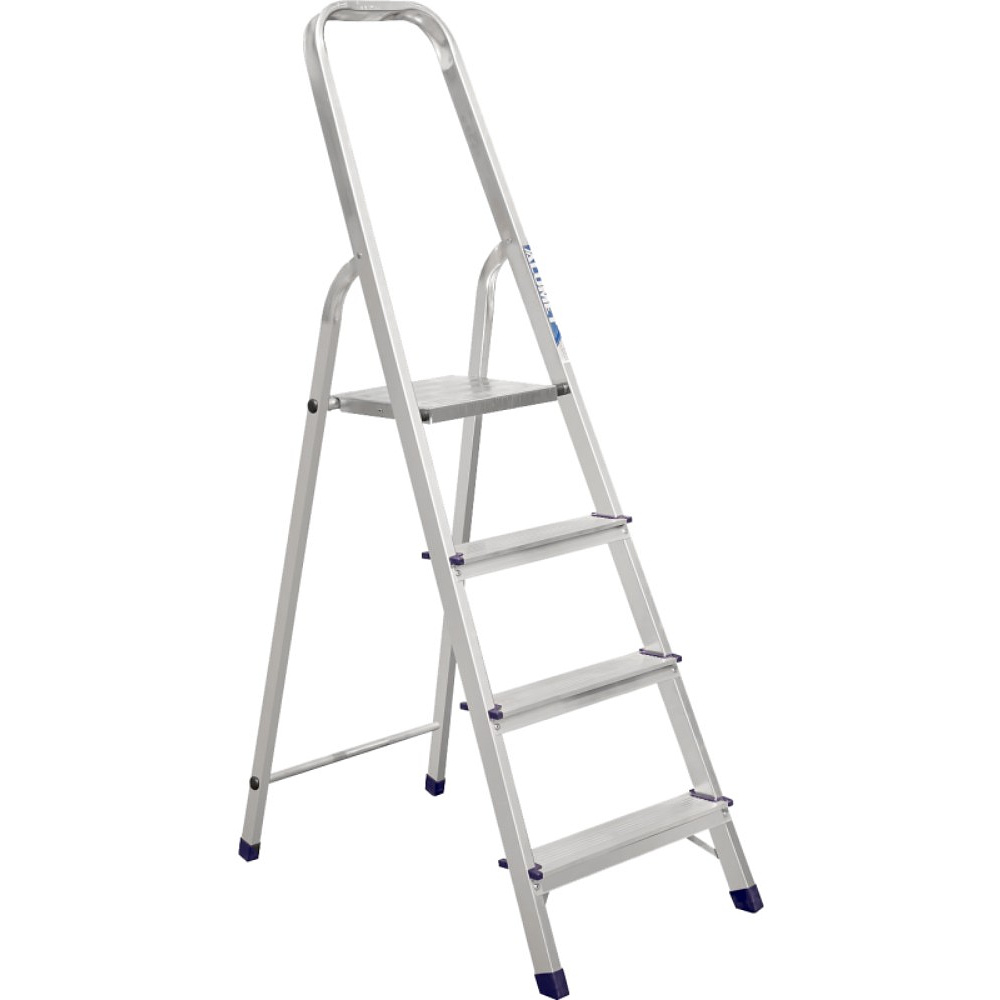 Лестница-стремянка Алюмет АМ704, алюминиевая матовая, 4 ступени