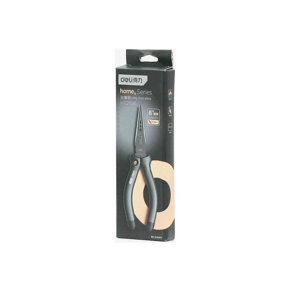 Длинногубцы Deli HS EHT2106, 160 мм, Soft Touch, черный - 4