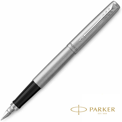 Ручка перьевая "Parker Jotter Stainless Steel", F, серебристый, патрон синий