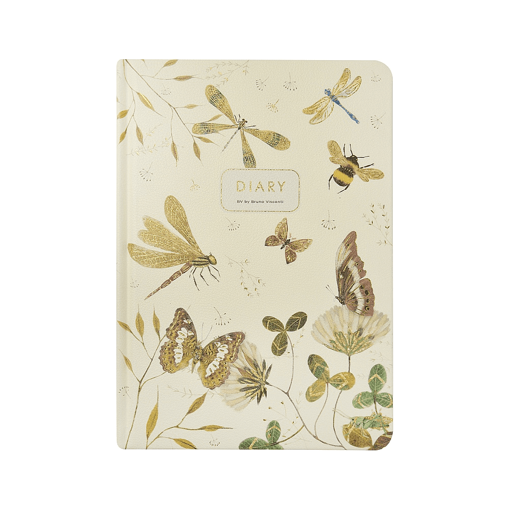 Ежедневник недатированный "Fauna. Бабочки", А5, 240 страниц, молочный