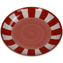 Тарелка керамическая "Stripes", красный, белый