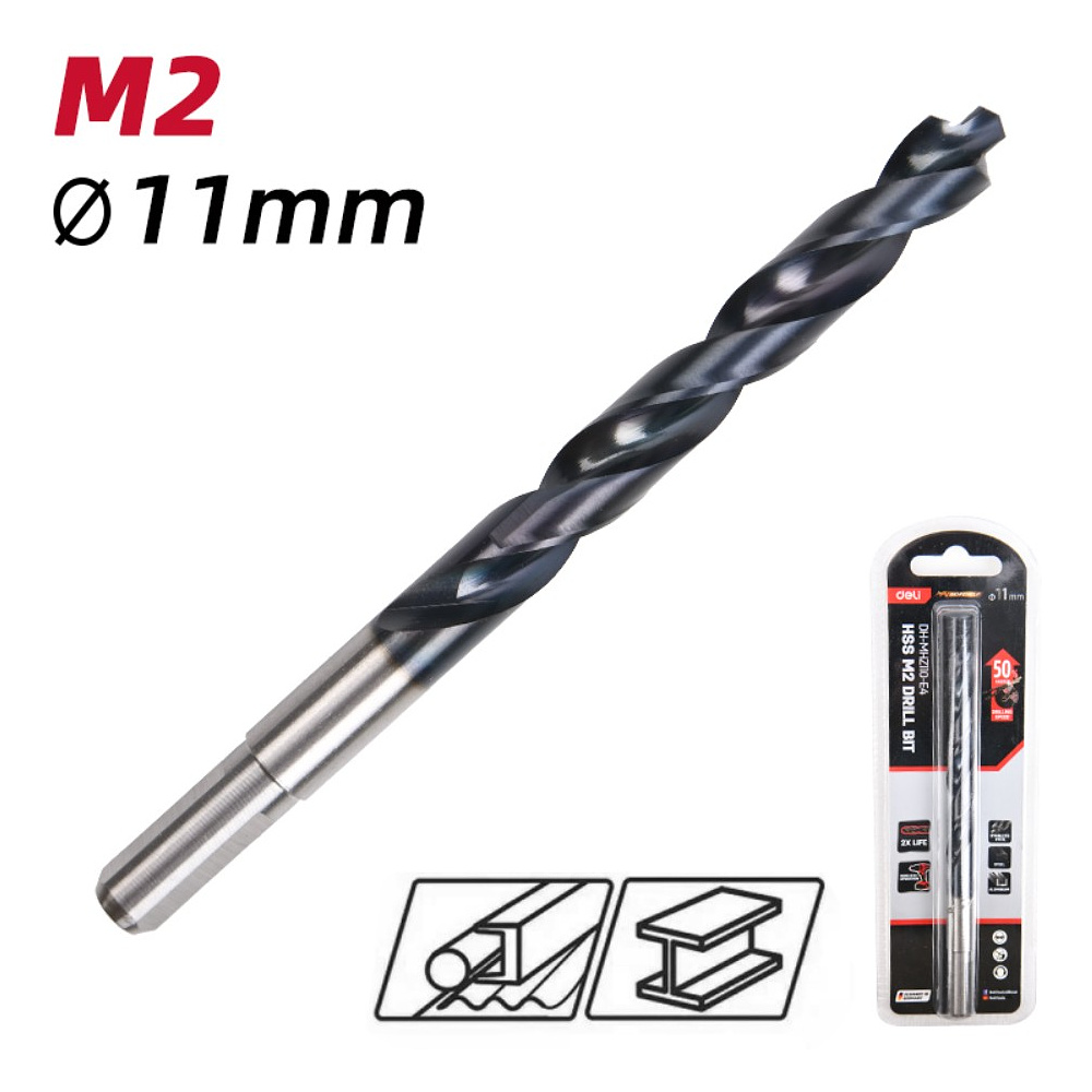 Сверло по металлу Deli RS EDH-MHZ110-E4, 11.0 мм, DIN 338, HSS-TiN - 2 Сверло по металлу Deli RS EDH-MHZ110-E4, 11.0 мм, DIN 338, HSS-TiN - 2