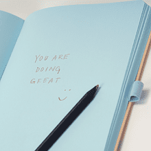 Блокнот "Doodle light blue paper", А5, 96 листов, оранжевый, срез голубой