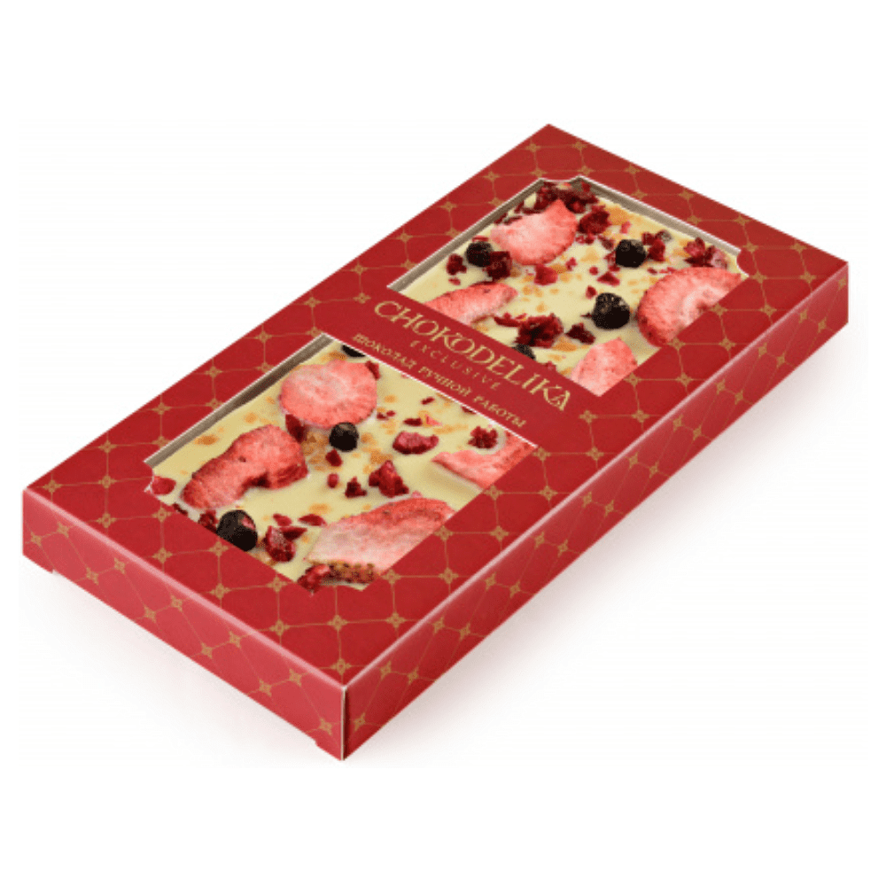 Шоколад белый с украшением "Клубника, вишня, карамель", 80 гр - 2