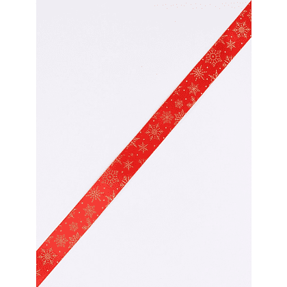 Лента атласная декоративная "Снежинки", 25 мм, 23±1 м, красный - 3