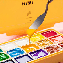 Гуашь "Himi Miya Jelly Cup", 18 цветов, 30 мл, ассорти, желтый футляр