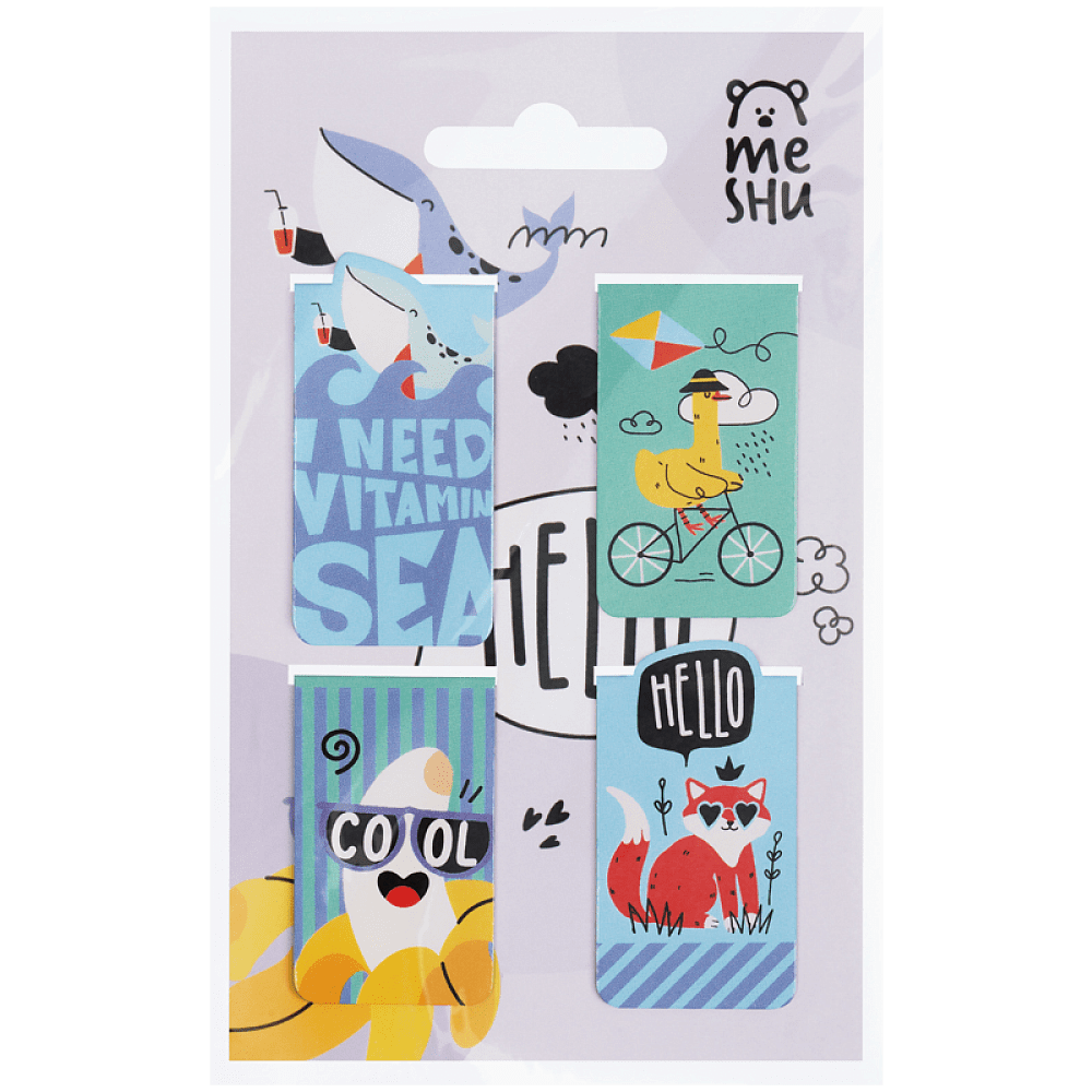 Закладка для книг "Summer party", 80x130 мм, 4 шт, разноцветный