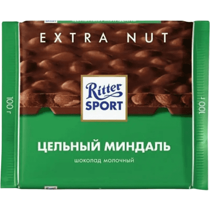 Шоколад молочный "Ritter Sport", 100 г, с цельным миндалем