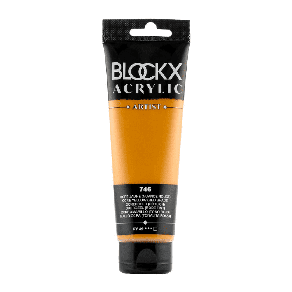 Краски акриловые "Blockx", 746 охра желтая (красный оттенок), 120 мл