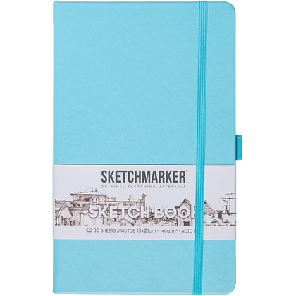 Скетчбук "Sketchmarker", 13x21 см, 140 г/м2, 80 листов, небесно-голубой