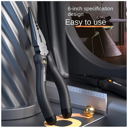 Длинногубцы Deli HS EHT2106, 160 мм, Soft Touch, черный - 7