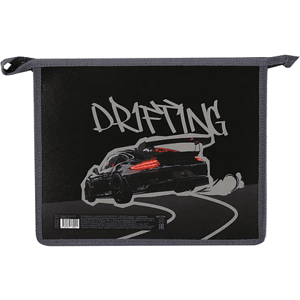 Папка для тетрадей "Drifting car", А5, молния, черный