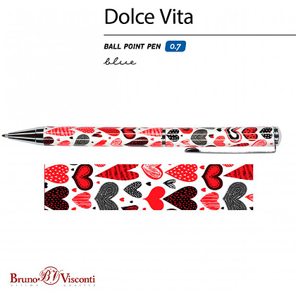 Ручка шариковая автоматическая "Dolce Vita. Сердечки. Фантазия", 0.7 мм, разноцветный, стерж. синий - 2
