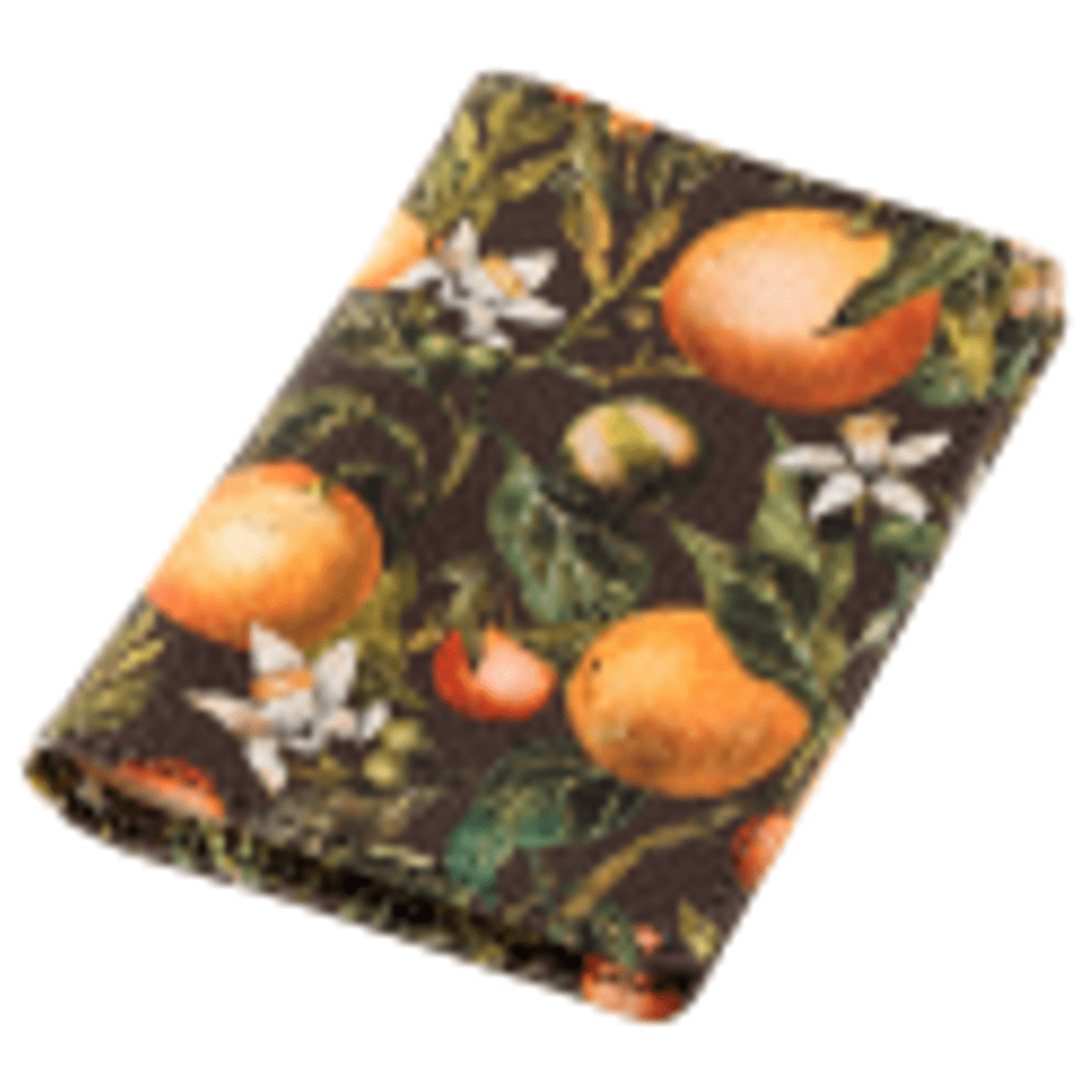 Обложка для паспорта "Flora. Paradise. Oranges", кожзам, зеленый, оранжевый - 2